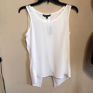 Sheer white slit back tank top